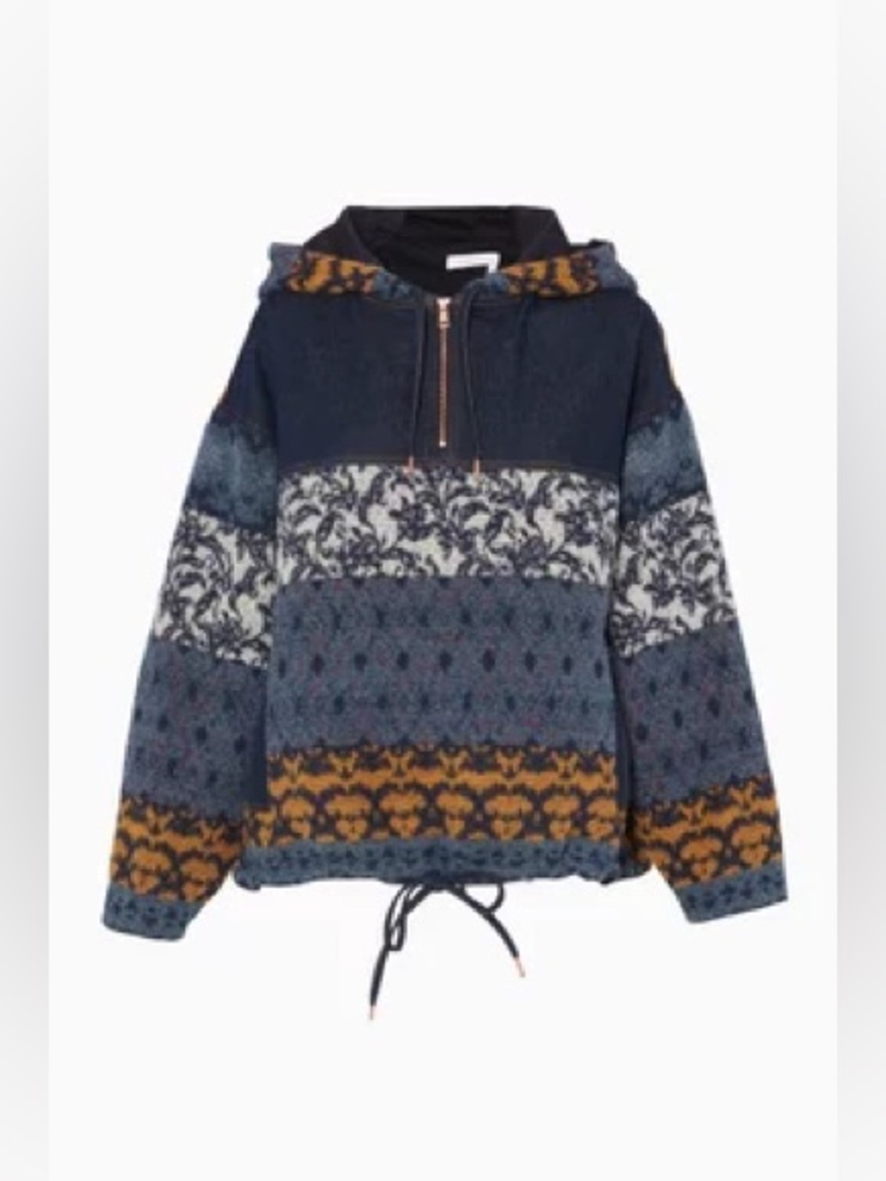 6 See by Chloe Denim & Wool Hooded Poncho